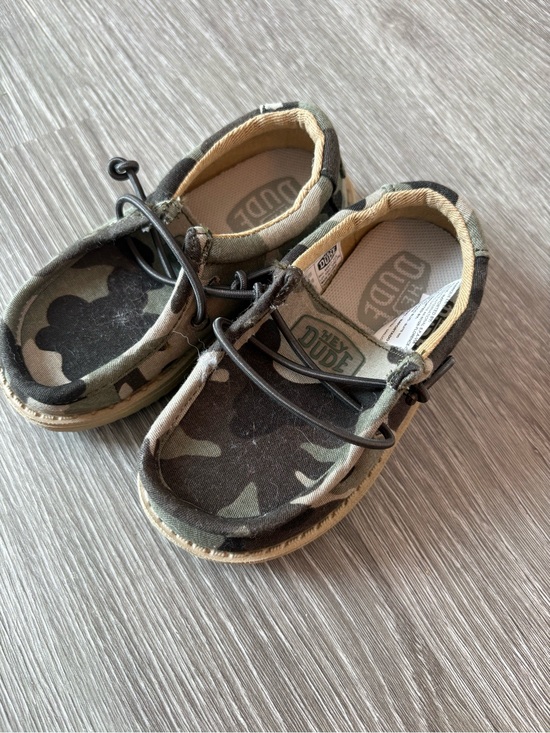 Hey Dude Other - Hey Dude Kids Camo Slip-On Moccasins - Olive Green